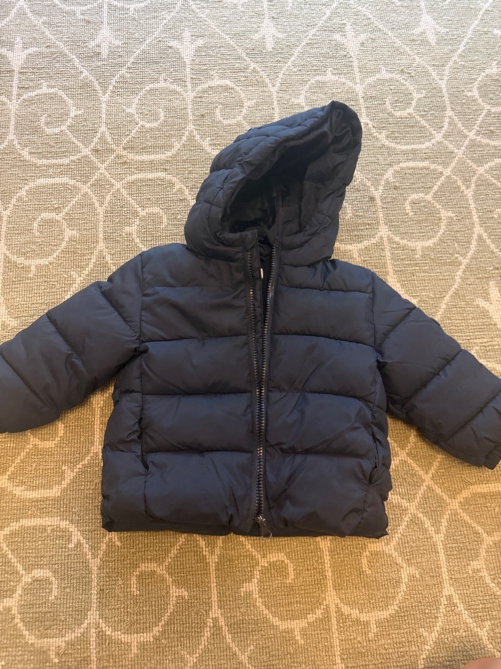 Mango Kids Navy Puffer Hooded Jacket 12-18 Months